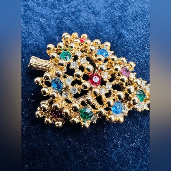 Signed Eisenberg Books Vintage pin Brooch with polychrome rhinestones - Picture 8 of 9